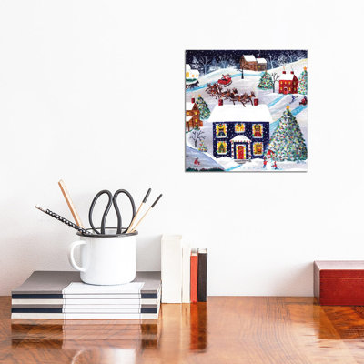 Santa Reindeer Christmas Eve Cheryl Bartley by Cheryl Bartley - Print on Canvas