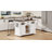 K&K 54.9" Kitchen Island with Drop Leaf, Power Outlet, Kitchen Storage Cart with 4 Door Shelves, Cross Barn Doors & Visual Glass Door, Rolling Kitchen Island on 4 Wheels for Kitchen, Dining Room,White