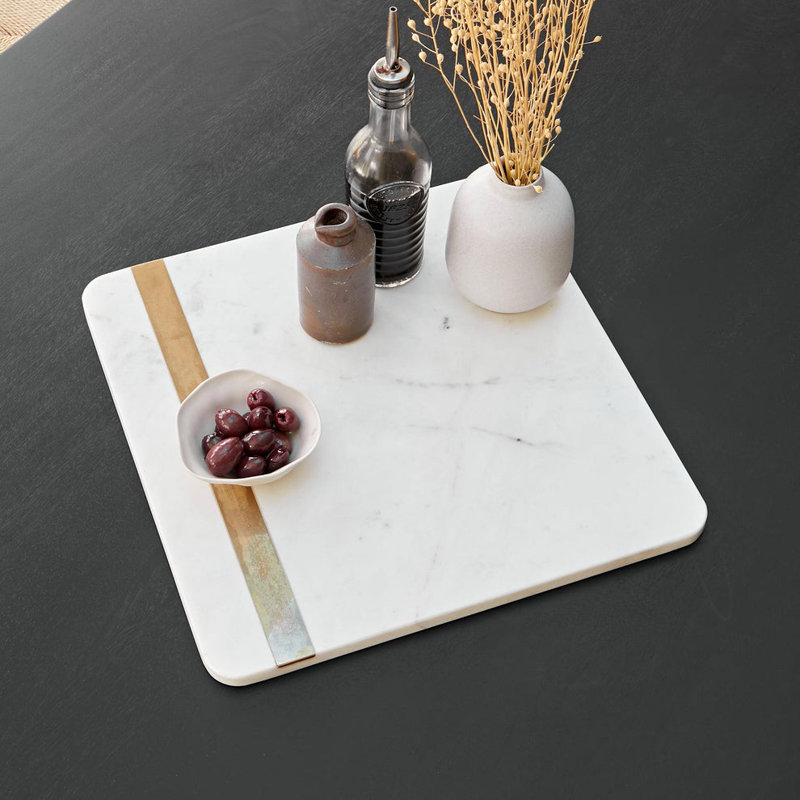 Fairmont Park Adharv Marble Platter, 36cm L x 36cm W, White