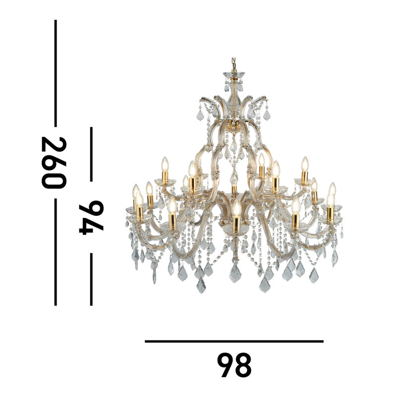 Kelly 18 - Light Chandelier, Gold