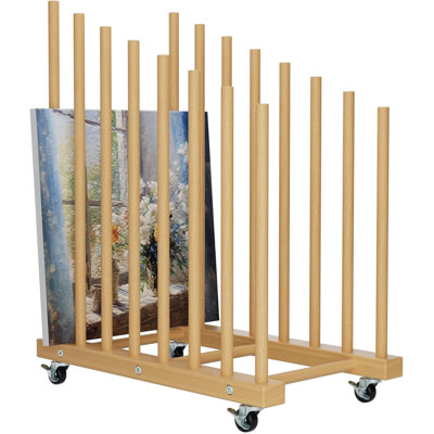Étagère de rangement pour œuvres d'art à 7 sections avec roulettes, étagère de rangement pour toiles et tableaux