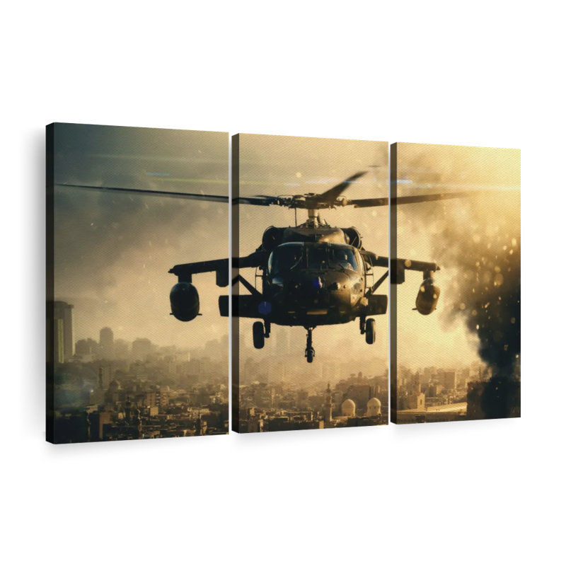 «Black Military Helicopters», 3 pièces, H 36 po x l 57 po