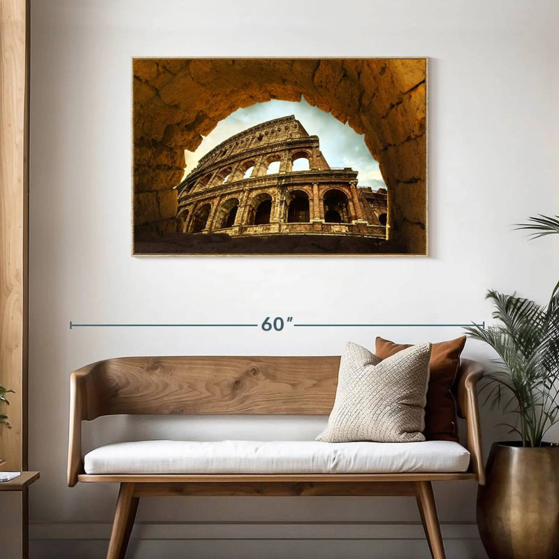 Colisée historique à Rome, Cadre flottant en bois naturel, 43 po x 29 po