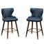 2 tabourets de comptoir de style moderne Mid-Century bleu avec similicuir et garniture cloutée