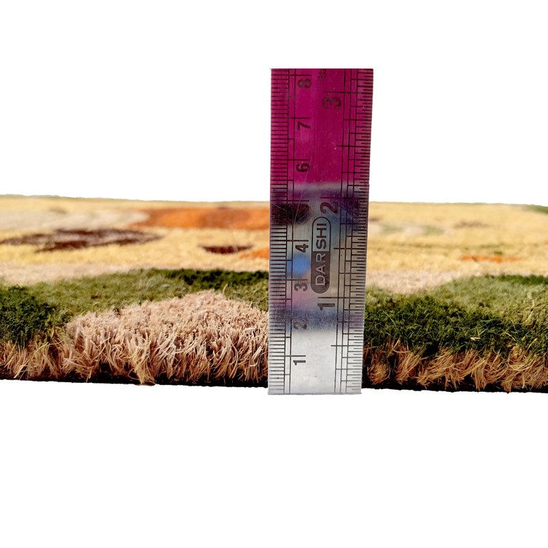 Tapis de porte en fibre de coco à carreaux citrouille - 45,7 x 76,2 cm (18 x 30 po) avec envers en caoutchouc