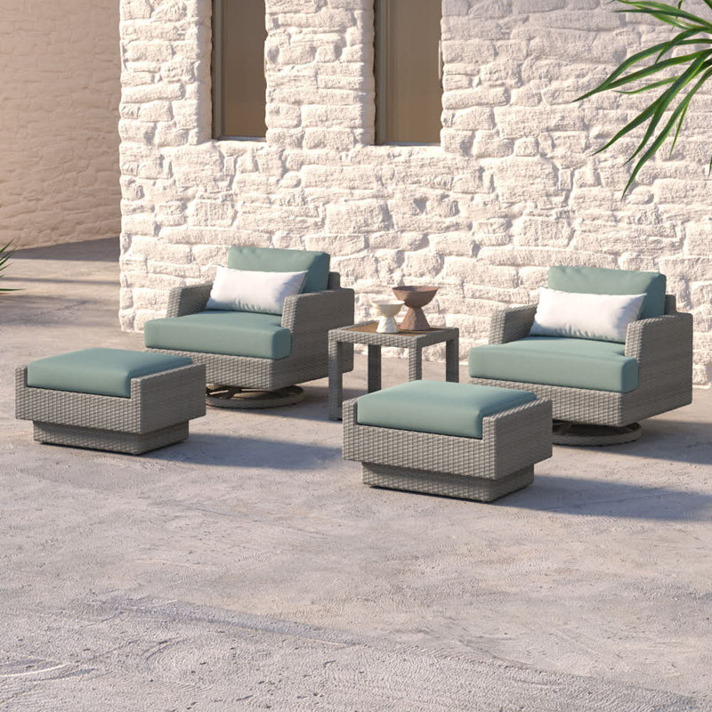 Ehrenfried 2 - Person Patio Conversation Set with Cushions, Canvas Spa Sunbrella® Canvas