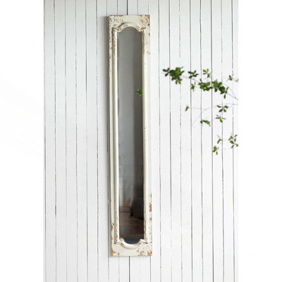 Miroir de plancher au fini blanc vieilli