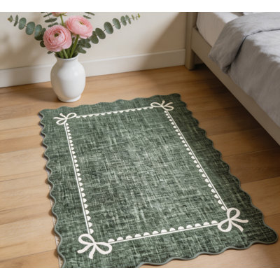 Tapis moderne à bords festonnés - Tapis doux, antidérapant et lavable - parfait pour le salon, la chambre à coucher, la chambre de bébé, le dortoir, le couloir, la salle de jeux
