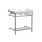 Gloss White Fireclay Rectangular Console Bathroom Sink with Overflow