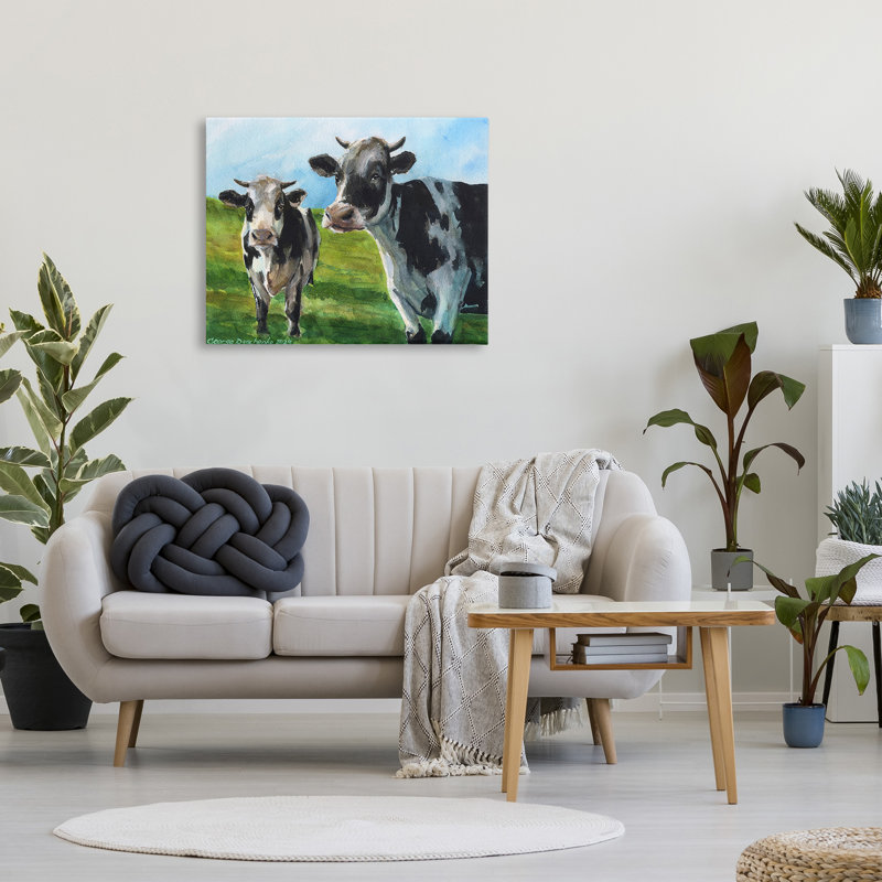 «Cows In Pasture Landscape», art mural sur toile par Georgedyachenkoart, H 30 po x l 40 po