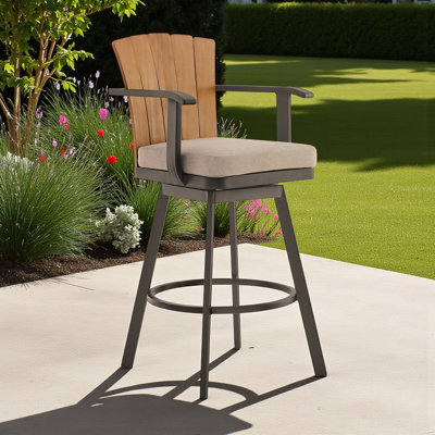 Chaise de bar 40 po à hauteur de comptoir pivotante en métal brun avec repose-pieds