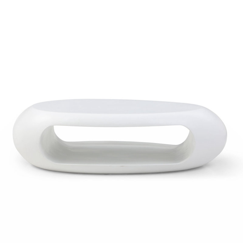 Carlheinz Glass Single Coffee Table, White, 17.71" H x 47.24" L x 17.71" W