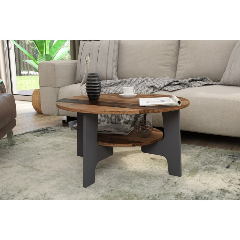 Aurigae Four Leg Coffee Table with Storage, Graphit/Old Style