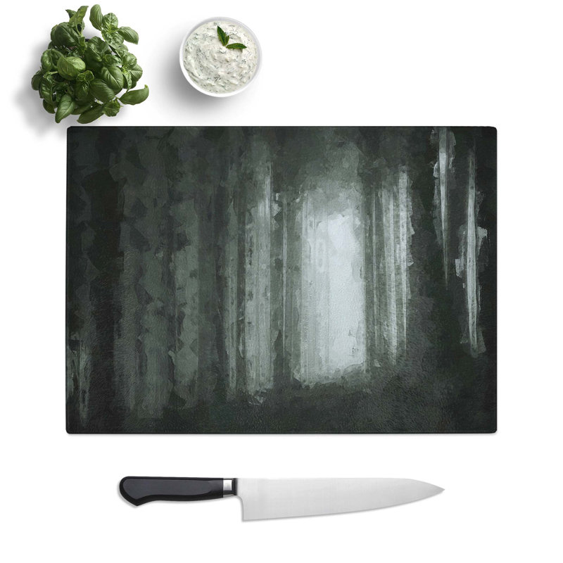 Tempered Glass Twilight Forest in Abstract Chopping Board, 28.5 cm W x 20 cm L