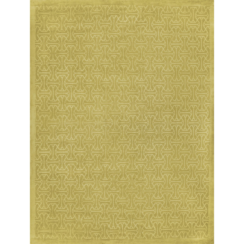 Hand Knotted Area Rug in Mustard, Rectangle 8' x 10'