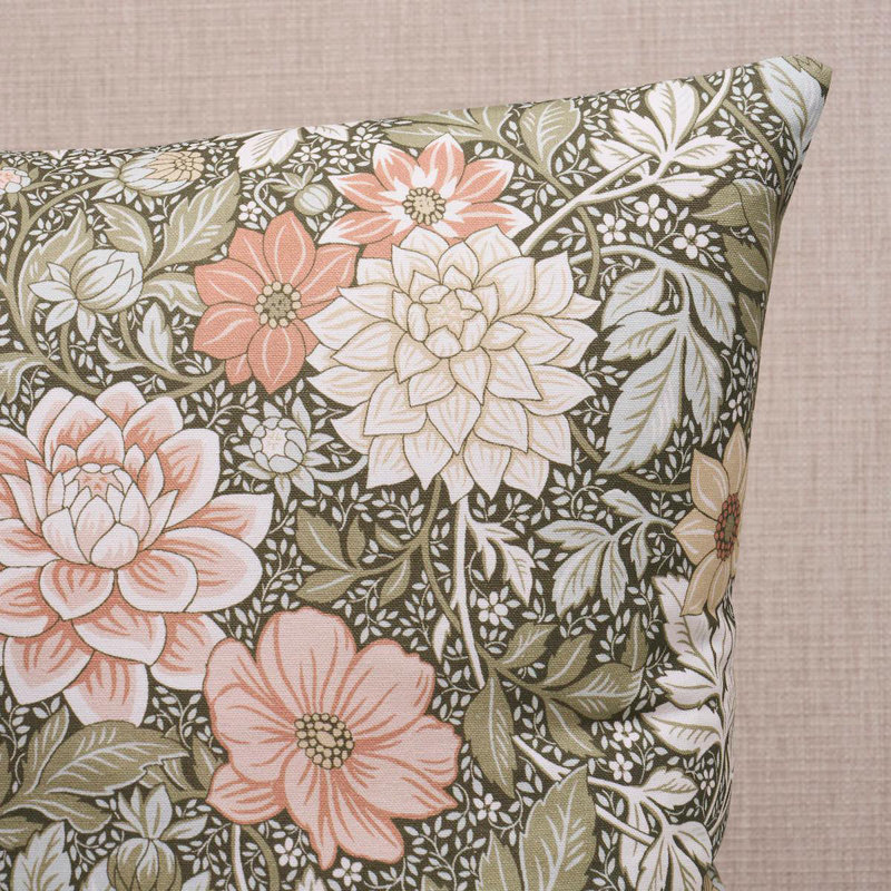 Boråstapeter Dahlia Garden Pillow, 20"H x 20"W, Square, Green/Pink Floral