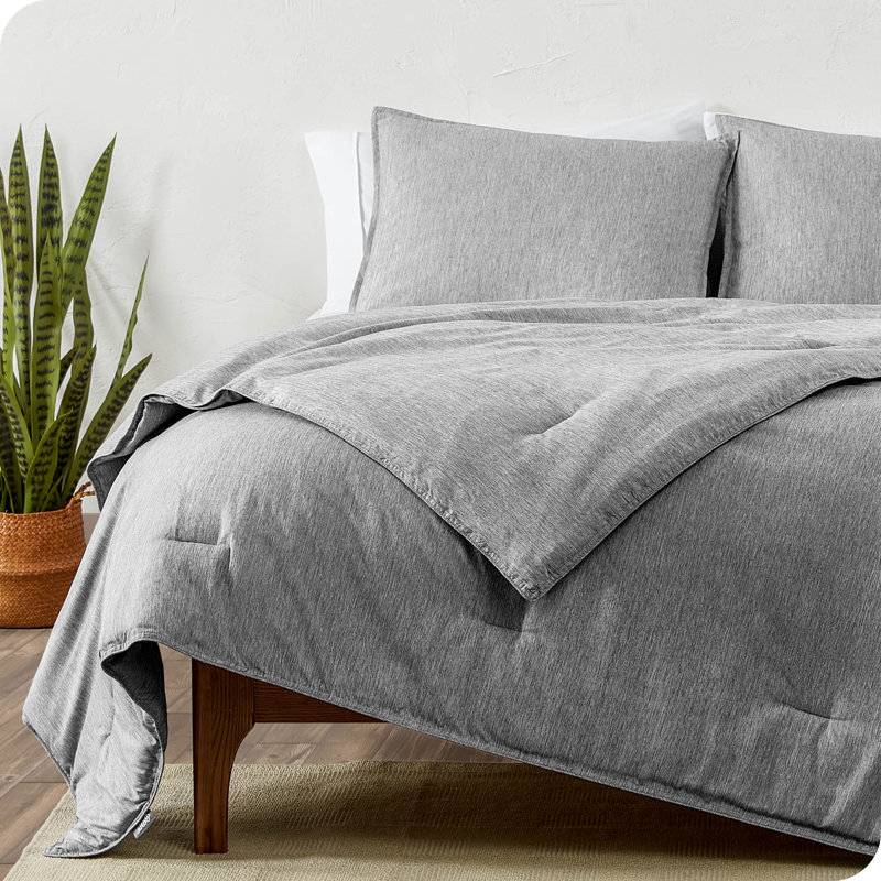 Bare Home Heathered Comforter Set - Ultra-Soft - Goose Down Alternative - All Season Warmth, Heather Charcoal