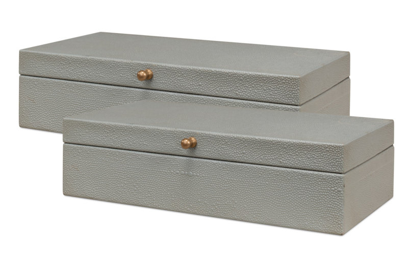 Boîte décorative en cuir chagrin Gatsburg, Gris clair