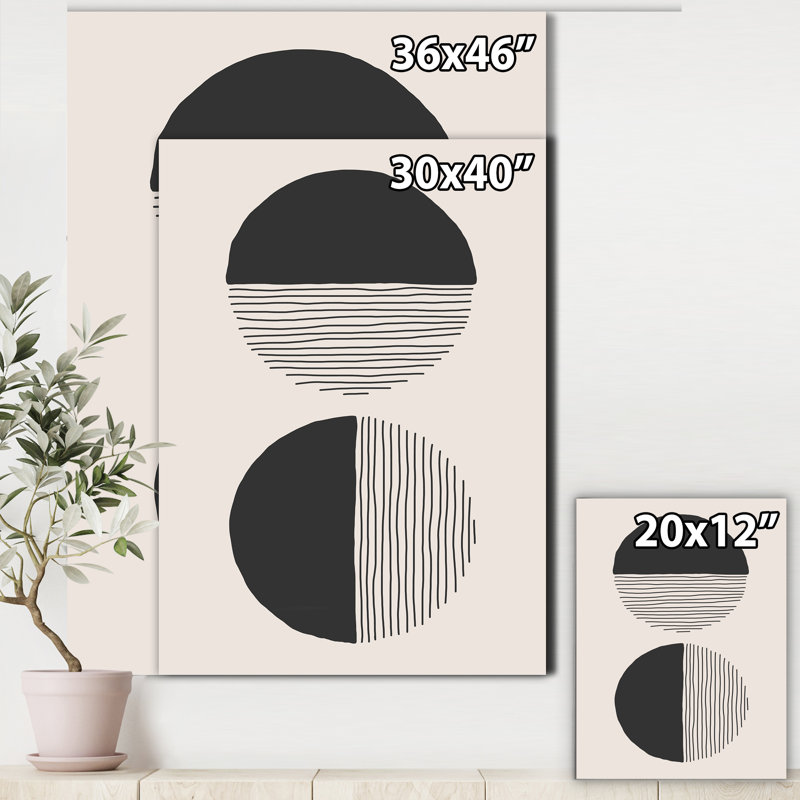 Minimal Geometric Lines and Circle IV - reproduction de cadre flottant sur toile, Toile avec cadre noir