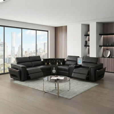 Canapé modulaire Nova avec 1 console (réfrigérateur), coin avec haut-parleur Bluetooth, armoire à vin à DEL et à levage