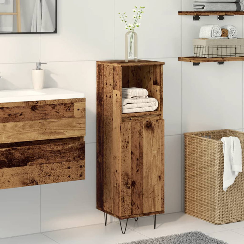 Ashkum Freestanding Bathroom Cabinet, Old Wood