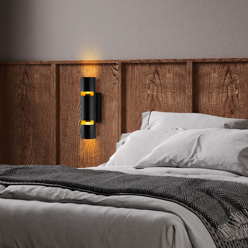 Modern Black Wall Lamp, Metal Body, 3.1 x 11.8 x 5.1 inches | Base Plate: 5.9 x 2.0 x 1.2 inches | Fits 2 x E14 Max 40W Bulbs (Not Included) | Stylish Lighting for Home or Office, IP20 Rated, Sleek Design