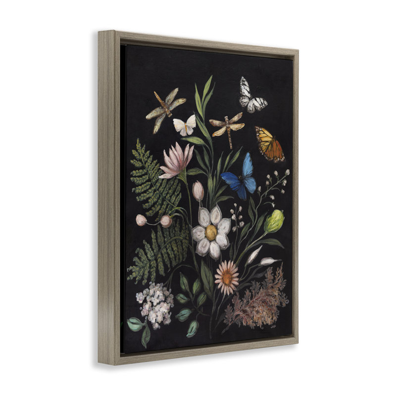 Cadre flottant gothique avec herbes botaniques, design par Julia Purinton, H 31 po x l 25 po, Cadre flottant orme Montalcino