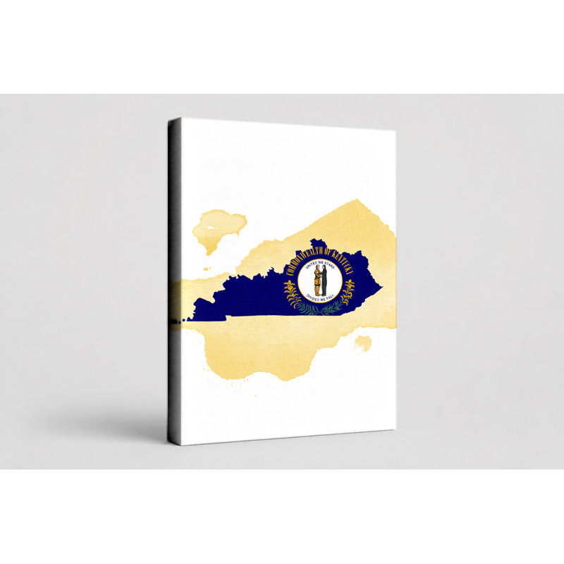 «Kentucky State Map Flag», art mural sur toile, 11" W x 14" H