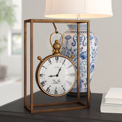 Canete Traditional Roman Numeral Metal Quartz Movement / Crystal Tabletop Clock in Brass
