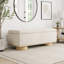 Banc de rangement moderne rembourré de couleur avoine de 50 pouces
