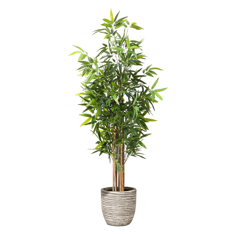 Faux Bamboo Tree in Black Pot for Indoor Home Decor, 70.9" H x 23.6" W x 23.6" D