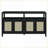 Sideboard with Push-to-Open Rattan Doors, Bohemian Black Storage Cabinet for Living/Dining Room | Solid Wood+MDF-200725514