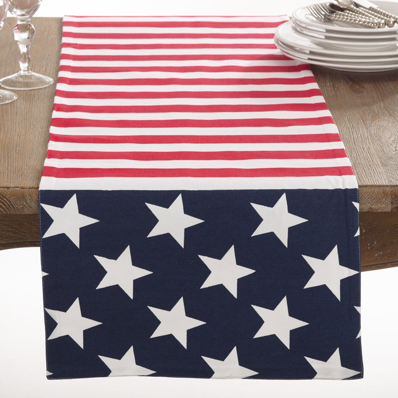 American Flag Table Runner – Patriotic Americana Table Linen for Memorial Day, Fourth of July & Holiday Entertaining