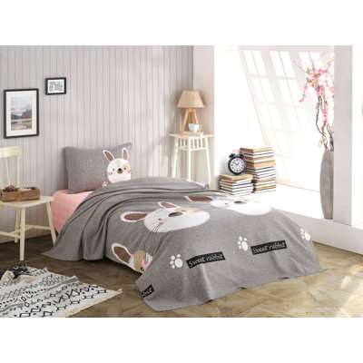 Premium 100% Cotton Single Pique Set, Grey & Brown & Beige & Black & Pink | Includes 63 x 93 Pique, 63 x 95 Flat Sheet & 20 x 28 Pillowcase | Machine Washable, 142 Thread Count, Soft & Durable for Comfort