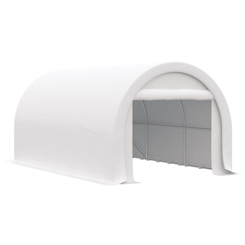 Outsunny 10' X 16' Carport, Stainless Steel, White