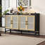 Buffet rustique avec portes décoratives en rotin et espace de rangement spacieux pour le vestibule et le salon-1187455532