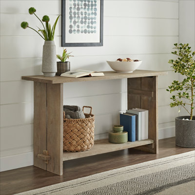Castleton 52" Wide Industrial Rustic Farmhouse Solid Wood Console With 1 Open Shelf by Alaterre