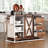 55.5-inch Farmhouse Kitchen Island (white): With Folding Panels, Barn Doors, Electrical Outlets, Wheeled Cart With Spice Rack For Homes And More.