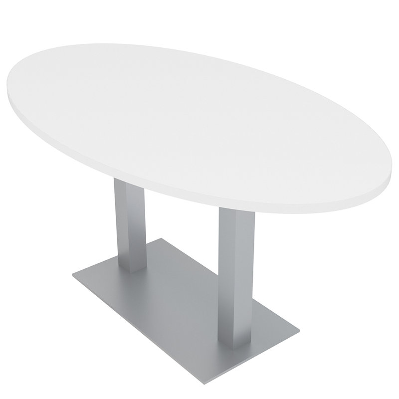 Table de conférence avec bases doubles, H 30 po x L 60 po x l 36 po, Blanc, Argent argent