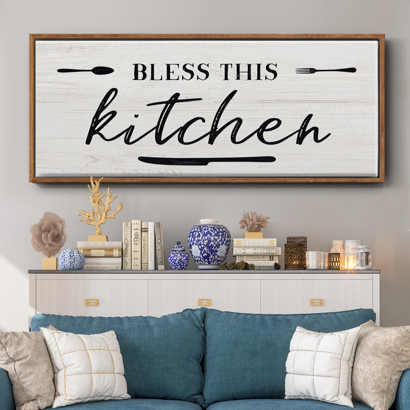 «Bless this Kitchen», toile encadrée, H 20 po x l 50 po
