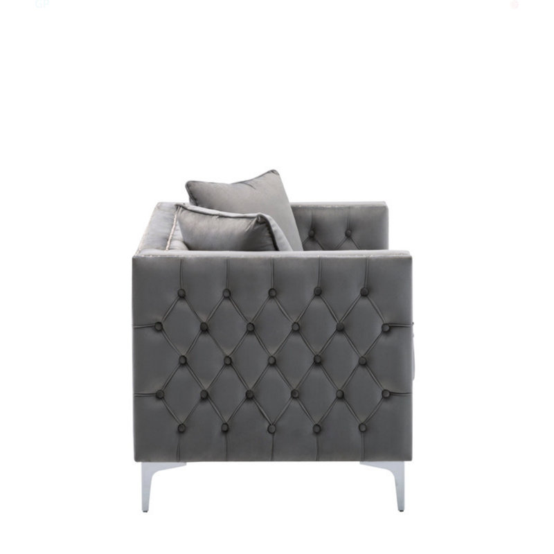 Causeuse en velours gris Lorreto