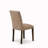 7 Piece Modern Dining Table Set Consist of a Rectangle Wooden Table with X-Legs and 6 Light Sable Linen Fabric Parsons Dining Chairs, Distressed Jacobean Finish-2001241854-2008170757
