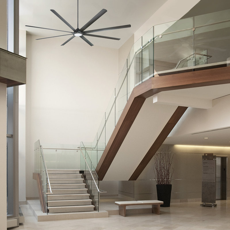 Ventilateur de plafond intelligent à 8 pales de 80 po pour l'intérieur et l'extérieur avec commande murale et ensemble d'éclairage à DEL inclus 