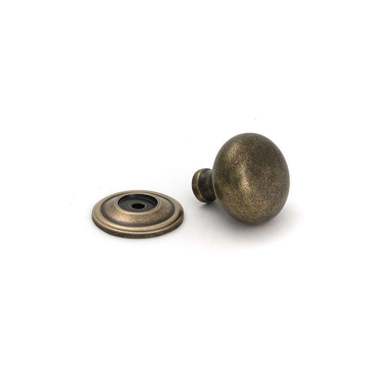 Mushroom Cabinet Knob, 1.30" Knob Diameter, Burnished Brass