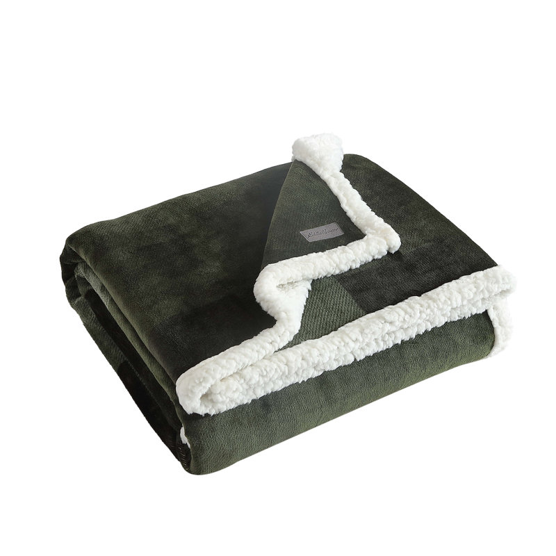 Jeté polaire / sherpa Eddie Bauer, Carreauté vert pin