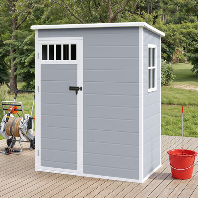 Edrosie Inc 5 X 3 Ft 65 Cuft Resin Horizontal Outdoor Storage Shed With Side Windows