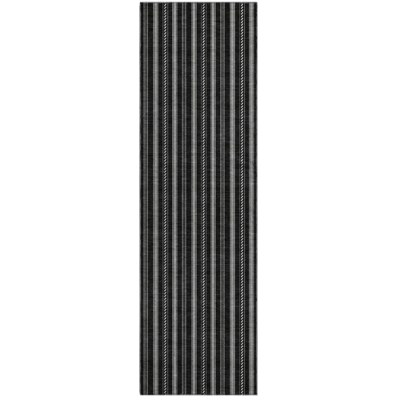 Premium Machine Washable Prisco Black Rug, Runner 2'3" x 7'6"