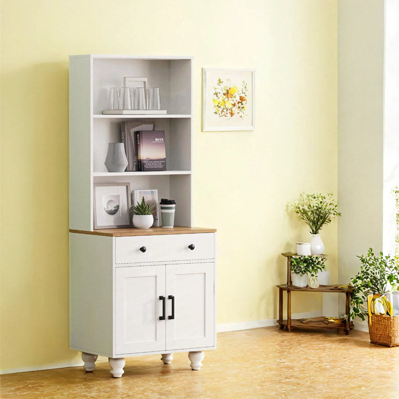 Armoire de rangement Farmhouse avec tablettes réglables, Noyer
