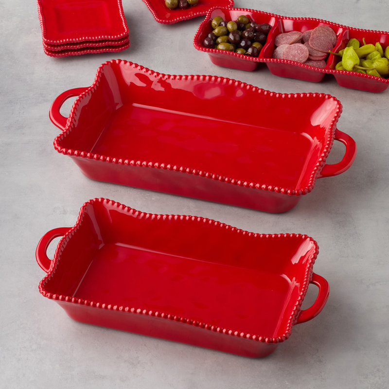 Boulanger en céramique Perlette Red, 16.25" x 8.5"