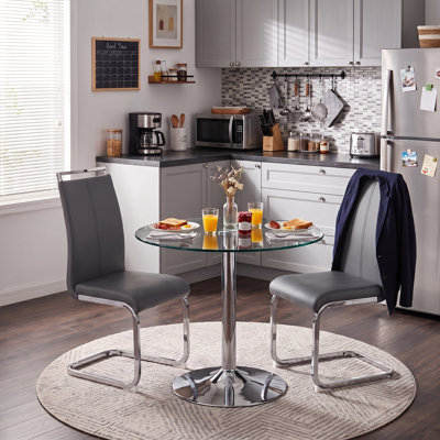 Chaises de salle à manger cantilever modernes en similicuir avec base chromée (paquet de 2)